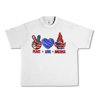 Lunar Rock Peace love America with gnome 4th of july Urban Heavy Tee - HowdyJamesFarm