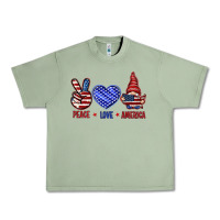 Oil Green Peace love America with gnome 4th of july Urban Heavy Tee - HowdyJamesFarm
