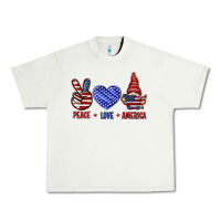 Pistachio Peace love America with gnome 4th of july Urban Heavy Tee - HowdyJamesFarm