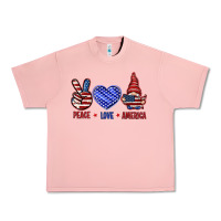 Salmon Peace love America with gnome 4th of july Urban Heavy Tee - HowdyJamesFarm