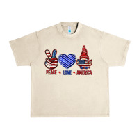 Sandshell Peace love America with gnome 4th of july Urban Heavy Tee - HowdyJamesFarm