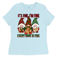 Baby Blue It's fine i'm fine everything is fine Ladies Tee - NancyCooperArtShop