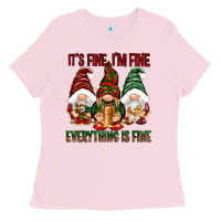 Bubblegum Pink It's fine i'm fine everything is fine Ladies Tee - NancyCooperArtShop