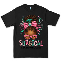 Black Surgical Technologist Afro Messy Bun Premium Tee - texasbilliewilder