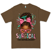 Cacao Surgical Technologist Afro Messy Bun Premium Tee - texasbilliewilder