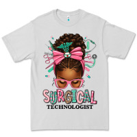 Dove Grey Surgical Technologist Afro Messy Bun Premium Tee - texasbilliewilder
