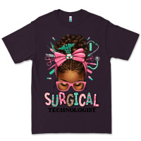 Plum Surgical Technologist Afro Messy Bun Premium Tee - texasbilliewilder