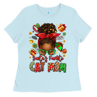 Baby Blue santas favorite cat mom Ladies Tee - texasbilliewilder