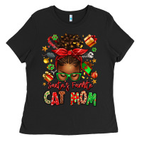 Black santas favorite cat mom Ladies Tee - texasbilliewilder