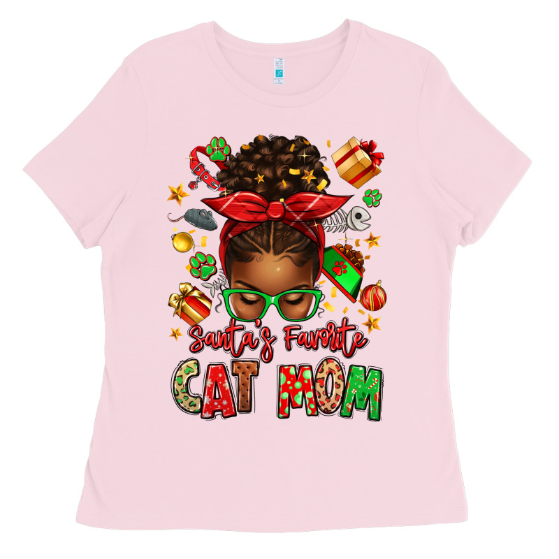 Santas Favorite Cat Mom Ladies Tee by texasbilliewilder | Teevron