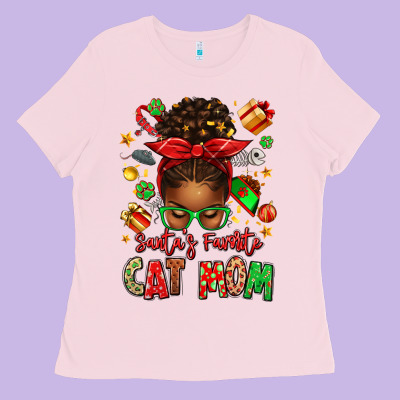Santas Favorite Cat Mom Ladies Tee Designed By Texasbilliewilder