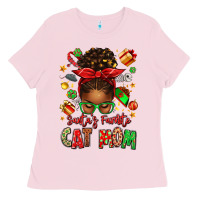 Bubblegum Pink santas favorite cat mom Ladies Tee - texasbilliewilder