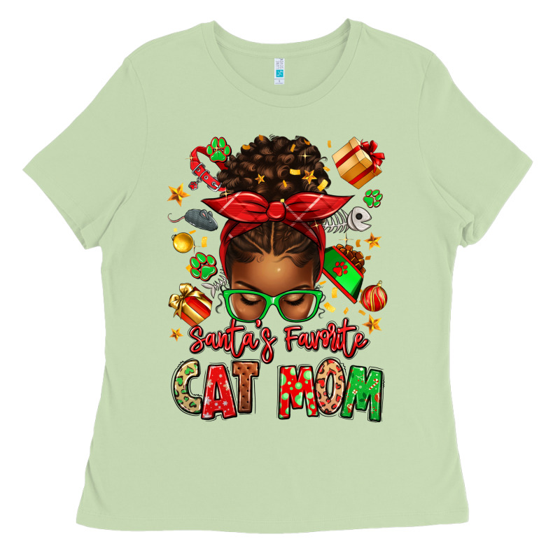Santas Favorite Cat Mom Ladies Tee by texasbilliewilder | Teevron