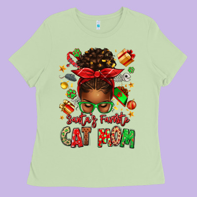 Santas Favorite Cat Mom Ladies Tee Designed By Texasbilliewilder