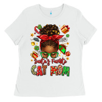 White santas favorite cat mom Ladies Tee - texasbilliewilder