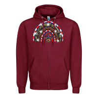 Burgundy usa camouflage rainbow Zipper Hoodie - Artiststas
