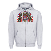 Heather Grey usa camouflage rainbow Zipper Hoodie - Artiststas