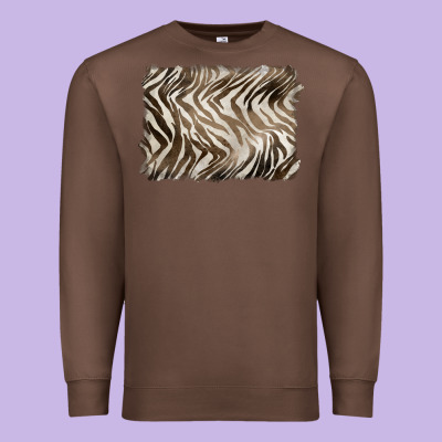 Brown Zebra Pattern Background Premium Sweatshirt Designed By Barkaloodesign