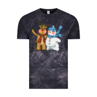 Cloud Black christmas reindeer snowman Vintage Tee - CowGirlArtShop