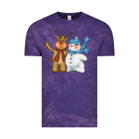 Cloud Purple christmas reindeer snowman Vintage Tee - CowGirlArtShop