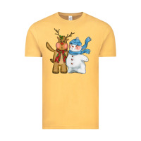 Vintage Mustard christmas reindeer snowman Vintage Tee - CowGirlArtShop