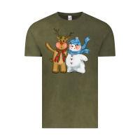 Christmas Reindeer Snowman Vintage Tee | Teevron