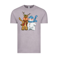 Vintage Zinc christmas reindeer snowman Vintage Tee - CowGirlArtShop