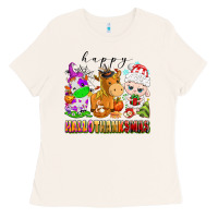 Bone happy hallothanksmas farm animals Ladies Tee - texasbilliewilder