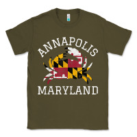 Army Green Annapolis Maryland Crab State Flag Home Travel Vintage Classic Tee - longCreatives
