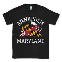 Black Annapolis Maryland Crab State Flag Home Travel Vintage Classic Tee - longCreatives