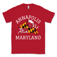 Red Annapolis Maryland Crab State Flag Home Travel Vintage Classic Tee - longCreatives