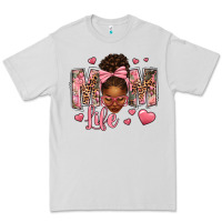 Dove Grey Afro Messy Bun Mom Life Premium Tee - texasbilliewilder