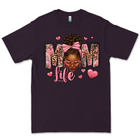 Plum Afro Messy Bun Mom Life Premium Tee - texasbilliewilder