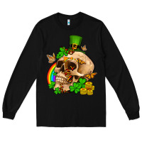 Black St. Patrick's boho skull Long Sleeve Tee - OliviaCreatesArt