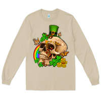 Mushroom St. Patrick's boho skull Long Sleeve Tee - OliviaCreatesArt
