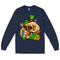 Navy St. Patrick's boho skull Long Sleeve Tee - OliviaCreatesArt
