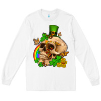 White St. Patrick's boho skull Long Sleeve Tee - OliviaCreatesArt