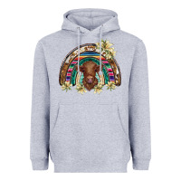 Heather Grey scottish calf rainbow Heavyweight Hoodie - BarkalooDesign