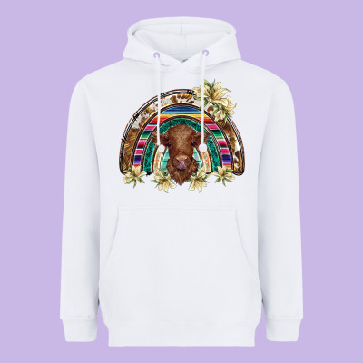 Scottish Calf Rainbow Heavyweight Hoodie Designed By Barkaloodesign