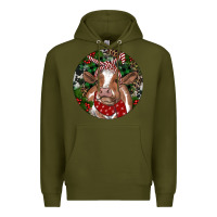 Army Green Brown Cow Christmas Premium Hoodie - RanaPortraitStore