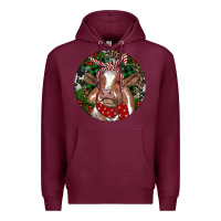 Burgundy Brown Cow Christmas Premium Hoodie - RanaPortraitStore
