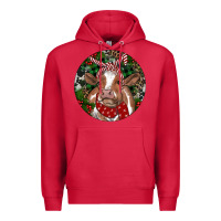 Cardinal Brown Cow Christmas Premium Hoodie - RanaPortraitStore