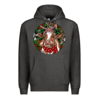 Charcoal Heather Brown Cow Christmas Premium Hoodie - RanaPortraitStore