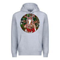 Heather Grey Brown Cow Christmas Premium Hoodie - RanaPortraitStore