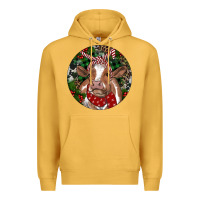 Mustard Brown Cow Christmas Premium Hoodie - RanaPortraitStore
