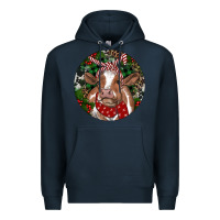 Navy Brown Cow Christmas Premium Hoodie - RanaPortraitStore