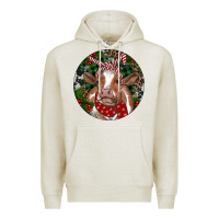 Oatmeal Heather Brown Cow Christmas Premium Hoodie - RanaPortraitStore