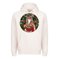 Pale Pink Brown Cow Christmas Premium Hoodie - RanaPortraitStore