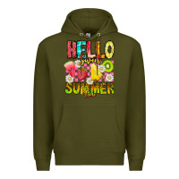 Army Green Hello Sweet Summer Time Premium Hoodie - CowhideDigitalArt