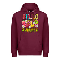 Burgundy Hello Sweet Summer Time Premium Hoodie - CowhideDigitalArt
